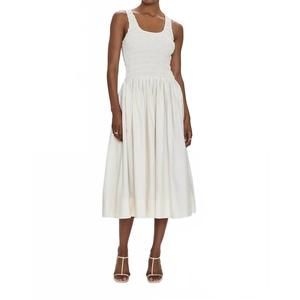 NEW PISTOLA alessia smocked midi dress in white
